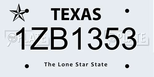 1ZB1353 Texas License Plate
