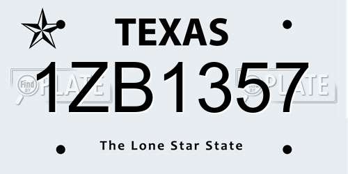 1ZB1357 Texas License Plate