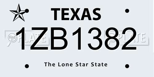 1ZB1382 Texas License Plate