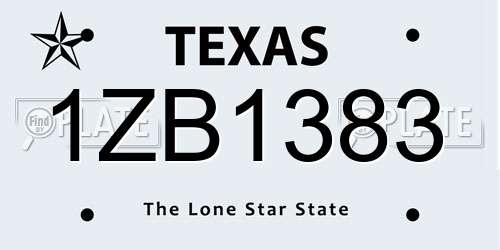 1ZB1383 Texas License Plate