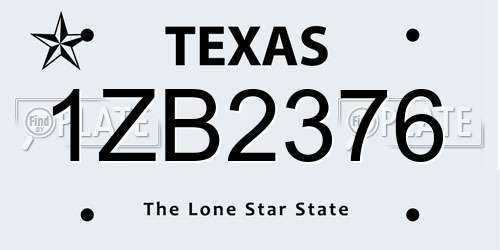 1ZB2376 Texas License Plate