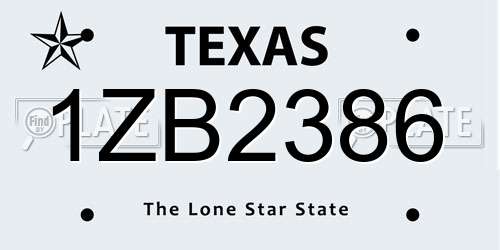 1ZB2386 Texas License Plate