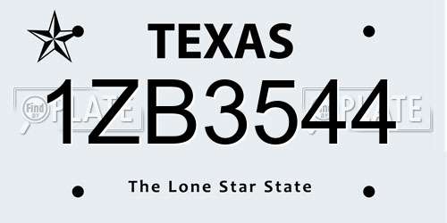 1ZB3544 Texas License Plate
