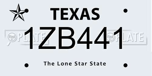 1ZB441 Texas License Plate