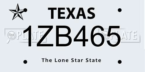 1ZB465 Texas License Plate