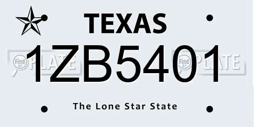 1ZB5401 Texas License Plate