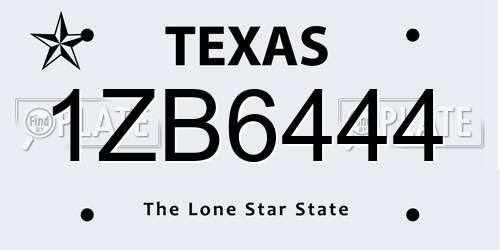 1ZB6444 Texas License Plate