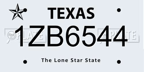 1ZB6544 Texas License Plate