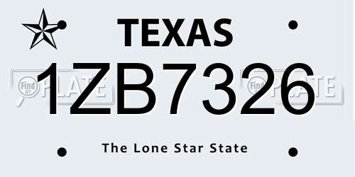 1ZB7326 Texas License Plate