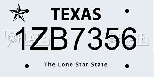 1ZB7356 Texas License Plate