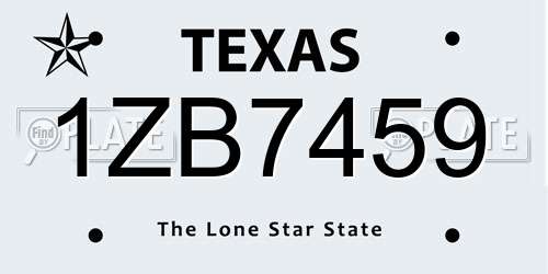 1ZB7459 Texas License Plate