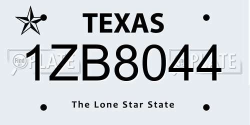 1ZB8044 Texas License Plate