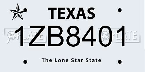 1ZB8401 Texas License Plate