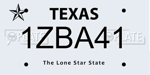 1ZBA41 Texas License Plate
