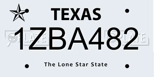 1ZBA482 Texas License Plate