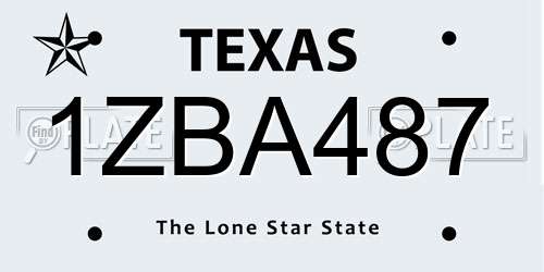 1ZBA487 Texas License Plate