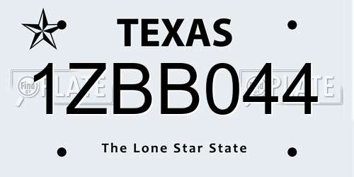1ZBB044 Texas License Plate