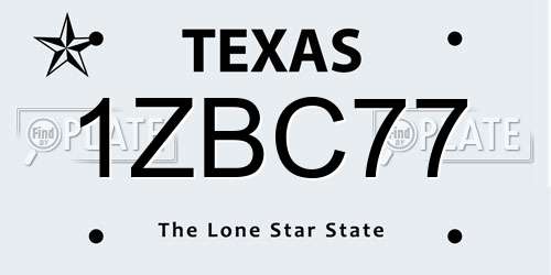 1ZBC77 Texas License Plate