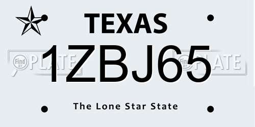 1ZBJ65 Texas License Plate