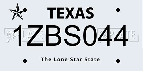 1ZBS044 Texas License Plate