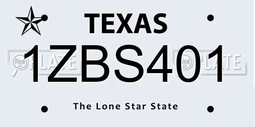 1ZBS401 Texas License Plate