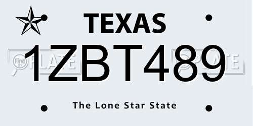 1ZBT489 Texas License Plate