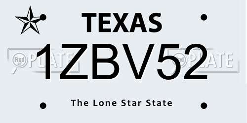 1ZBV52 Texas License Plate