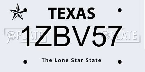 1ZBV57 Texas License Plate