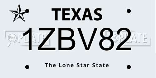 1ZBV82 Texas License Plate