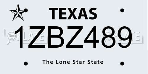 1ZBZ489 Texas License Plate
