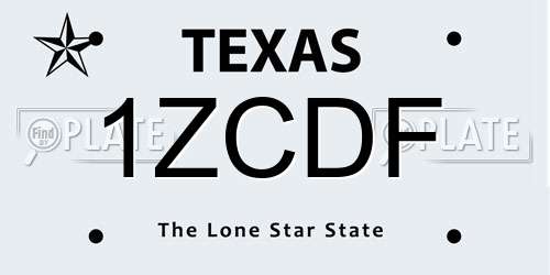 1ZCDF Texas License Plate