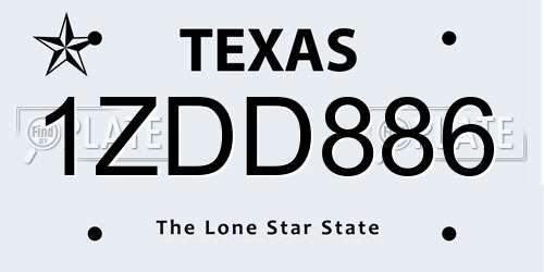 1ZDD886 Texas License Plate