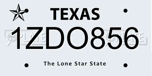 1ZDO856 Texas License Plate