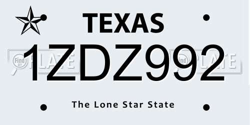 1ZDZ992 Texas License Plate