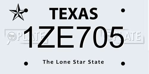 1ZE705 Texas License Plate