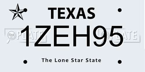 1ZEH95 Texas License Plate