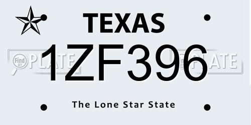 1ZF396 Texas License Plate