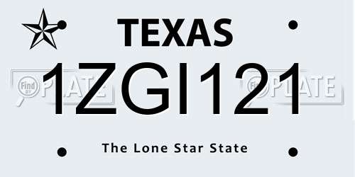 1ZGI121 Texas License Plate