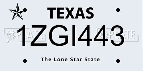 1ZGI443 Texas License Plate