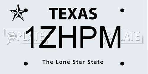 1ZHPM Texas License Plate