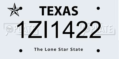 1ZI1422 Texas License Plate