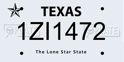 1ZI1472 Texas License Plate