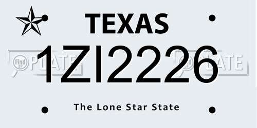 1ZI2226 Texas License Plate