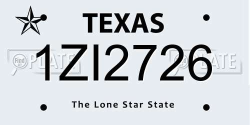 1ZI2726 Texas License Plate