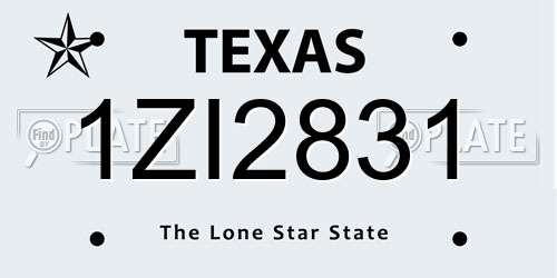 1ZI2831 Texas License Plate