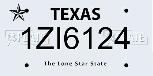 1ZI6124 Texas License Plate