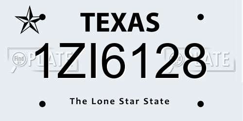 1ZI6128 Texas License Plate