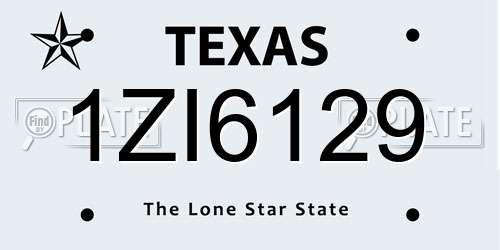 1ZI6129 Texas License Plate