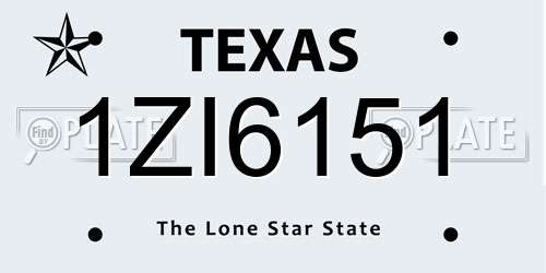 1ZI6151 Texas License Plate