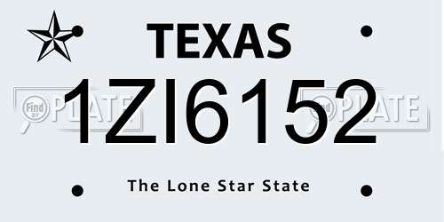 1ZI6152 Texas License Plate